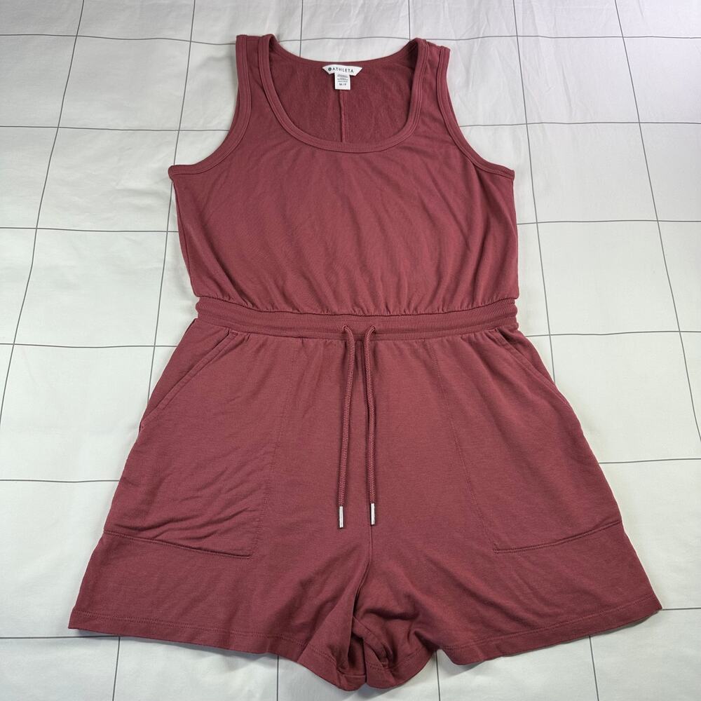 Athleta Balance Romper Womens Medium Petite Pink Sleeveless Soft Active Travel - Picture 2 of 14